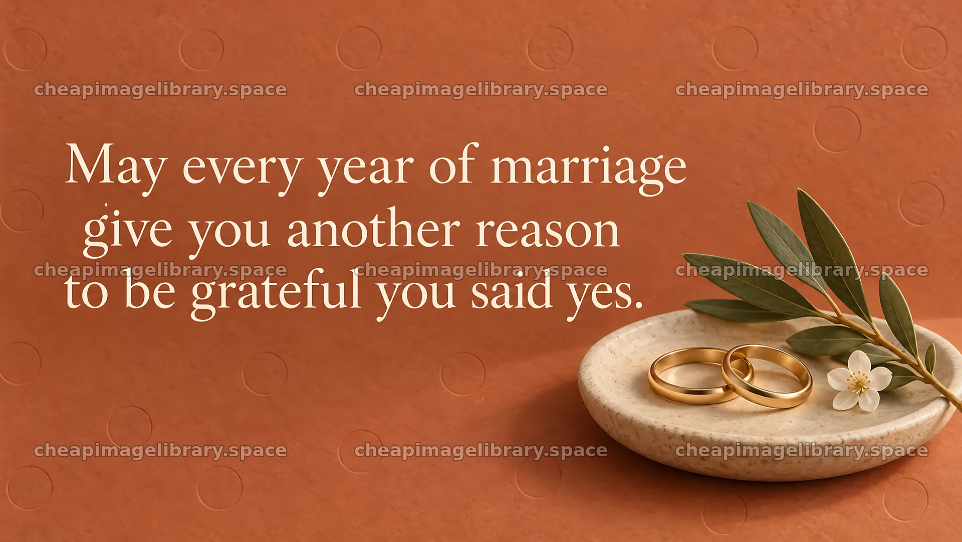 Wedding greeting with gold rings and olive branch – image library 10324x5812
