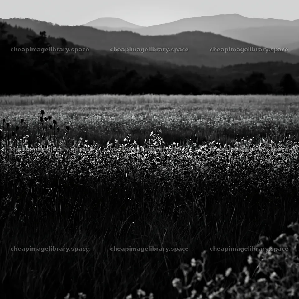 Slovak meadow across Carpathian valley at dusk – image library 7938x7938