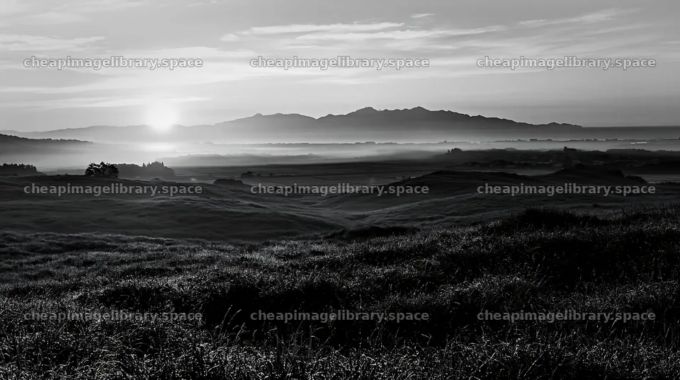 Miyazaki sunrise meadow dew covered sedges create a bright scene – image library 10608x5938
