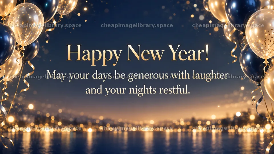 Elegant Navy and Gold Happy New Year Greeting – image library 10324x5812