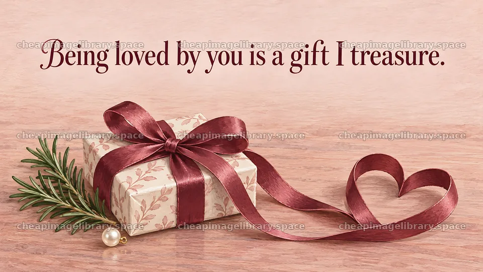 Romantic Love Greeting with a Heart-Shaped Ribbon – image library 10324x5812