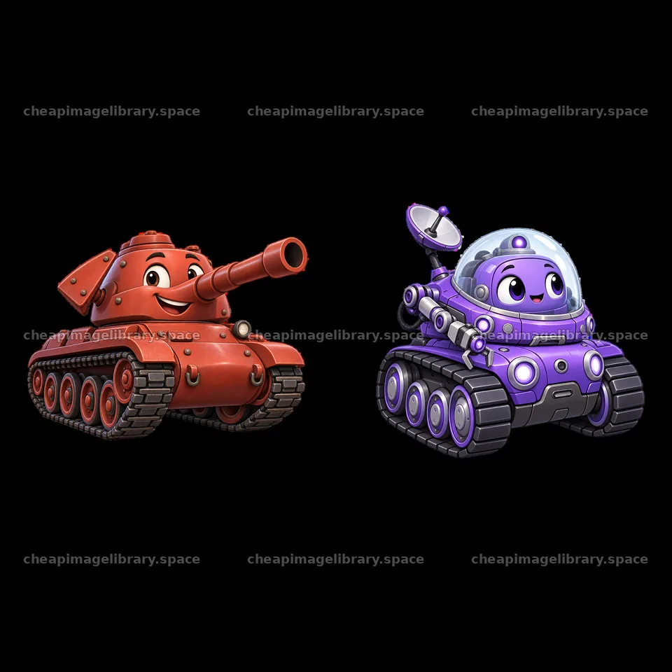 Cute cartoon tank characters with friendly faces and unique designs – image library 7746x7746