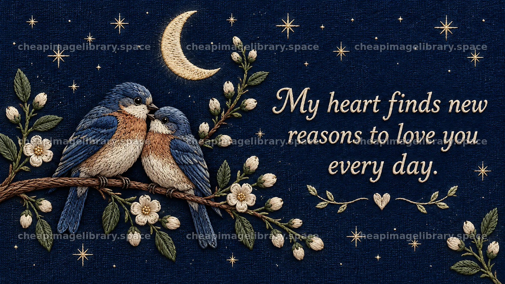 Lovebirds Beneath a Crescent Moon – image library 10324x5812
