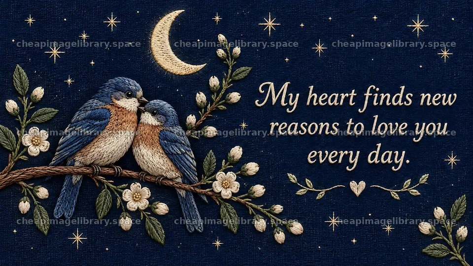 Lovebirds Beneath a Crescent Moon – image library 10324x5812