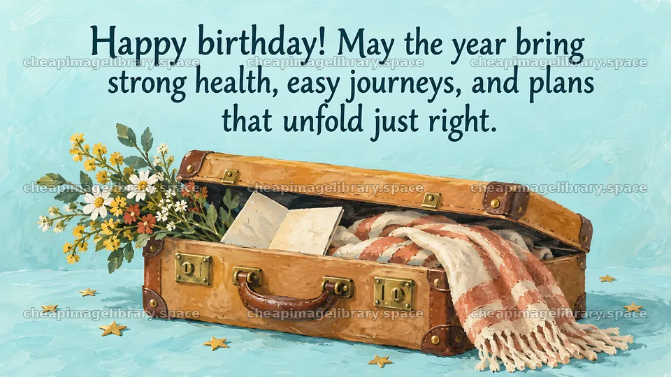 Birthday Wishes with an Open Suitcase – image library 10324x5812