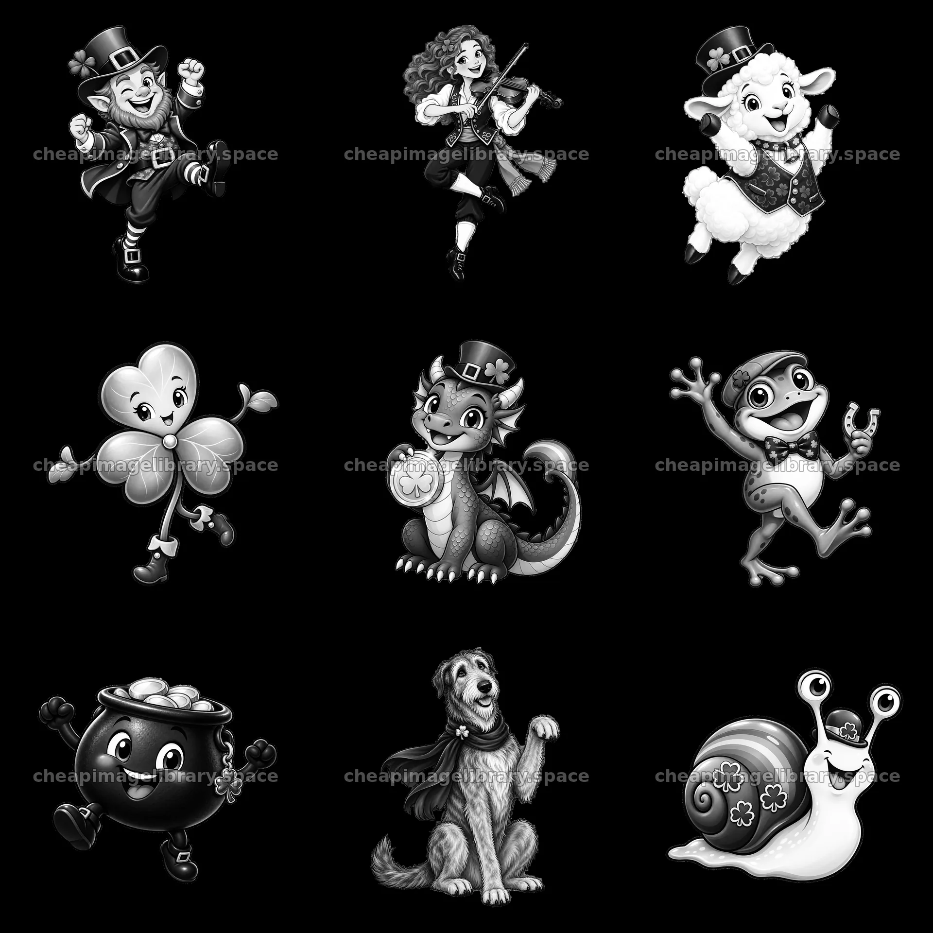 St. Patrick's Day themed cartoon stickers featuring various – image library 7746x7746