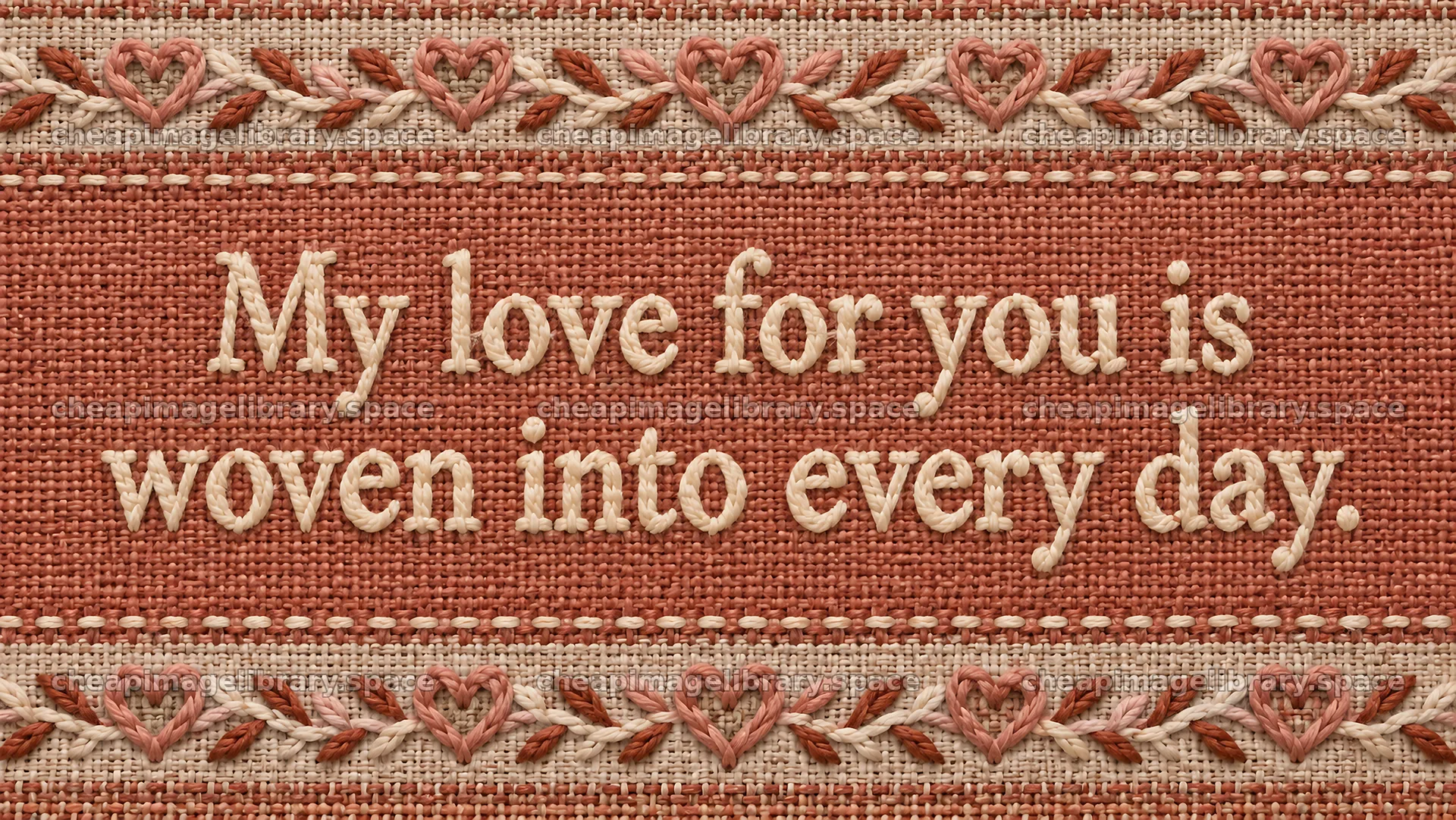 Woven Love Message with Heart Borders – image library 10324x5812