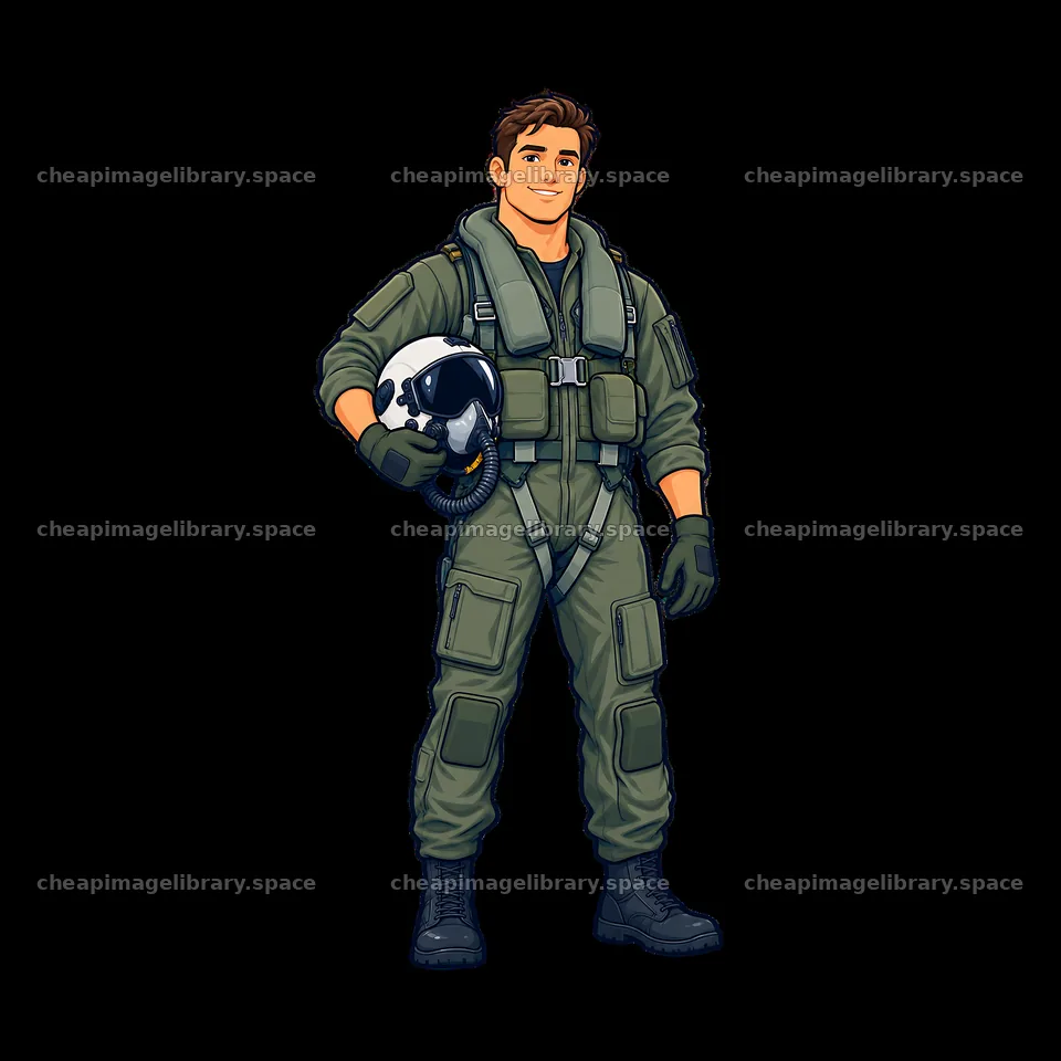 Pilot in flying suit holding helmet at aircraft carrier – image library 7746x7746