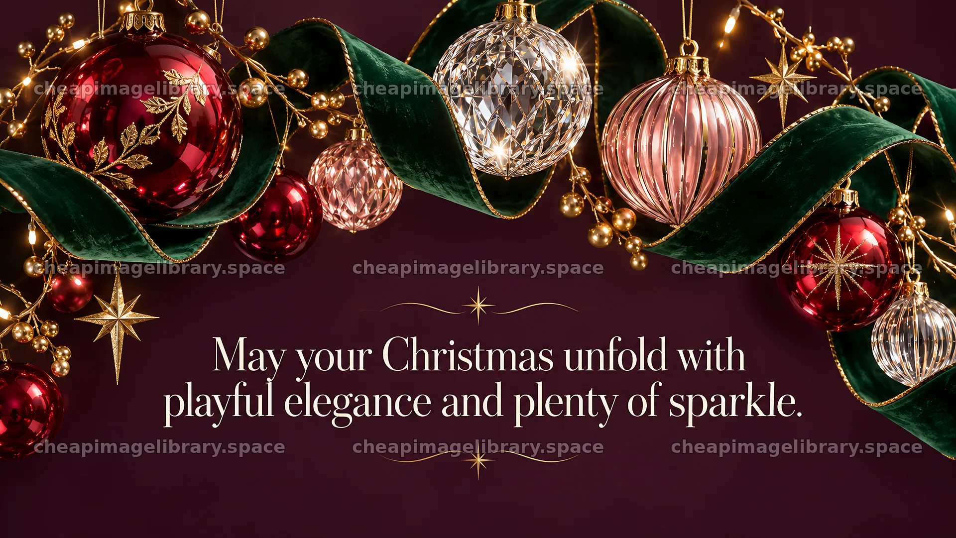 Elegant Christmas Greeting with Sparkling Ornaments – image library 10324x5812