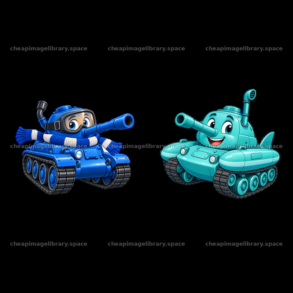 Cartoon tanks with characters in playful designs – image library 7746x7746