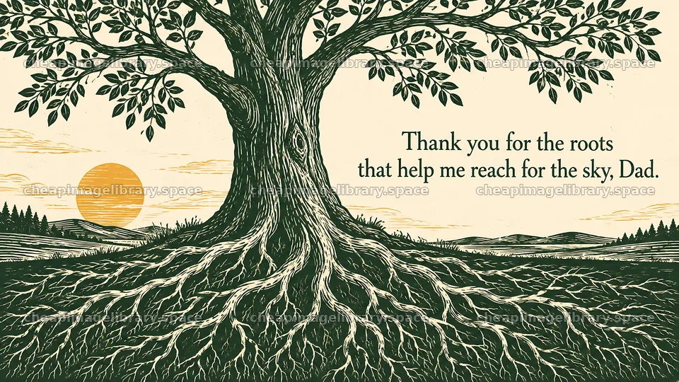 Tree and Sunset Thank You Greeting for Dad – image library 10324x5812