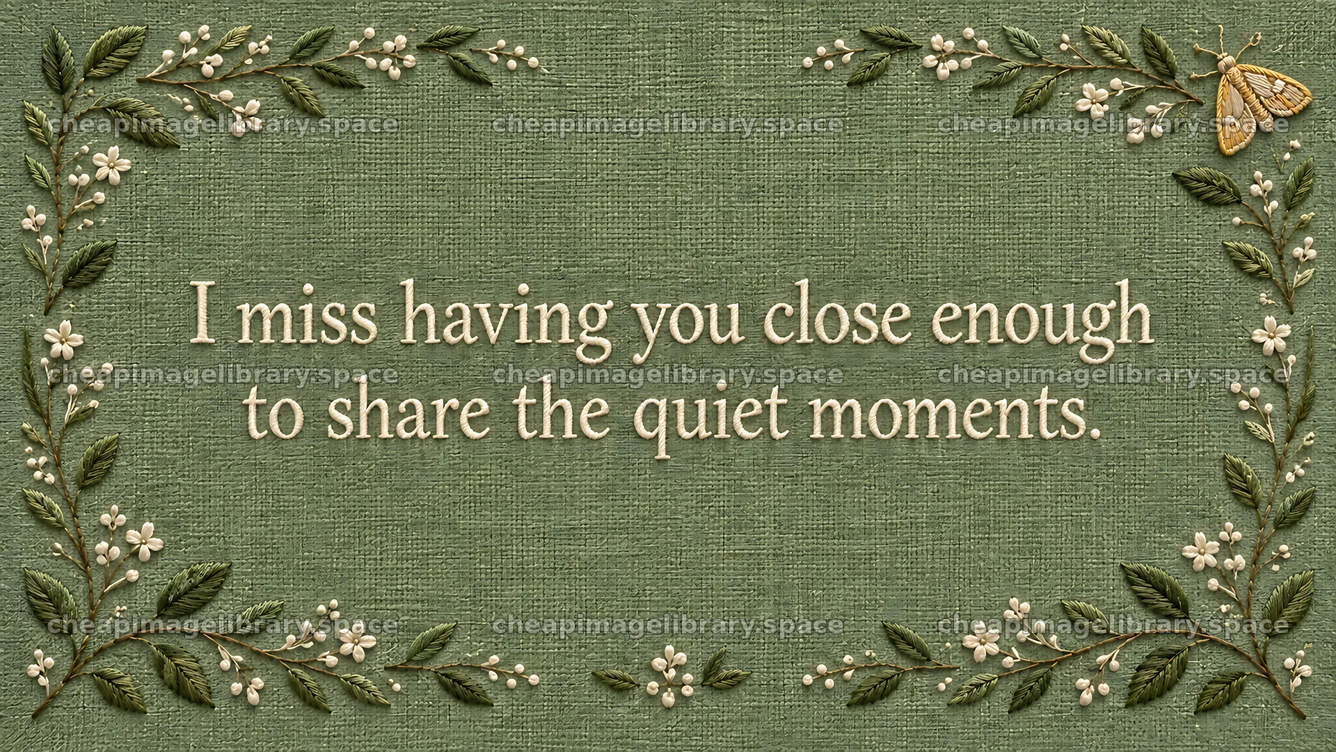 I Miss You Greeting with Botanical Border – image library 10324x5812