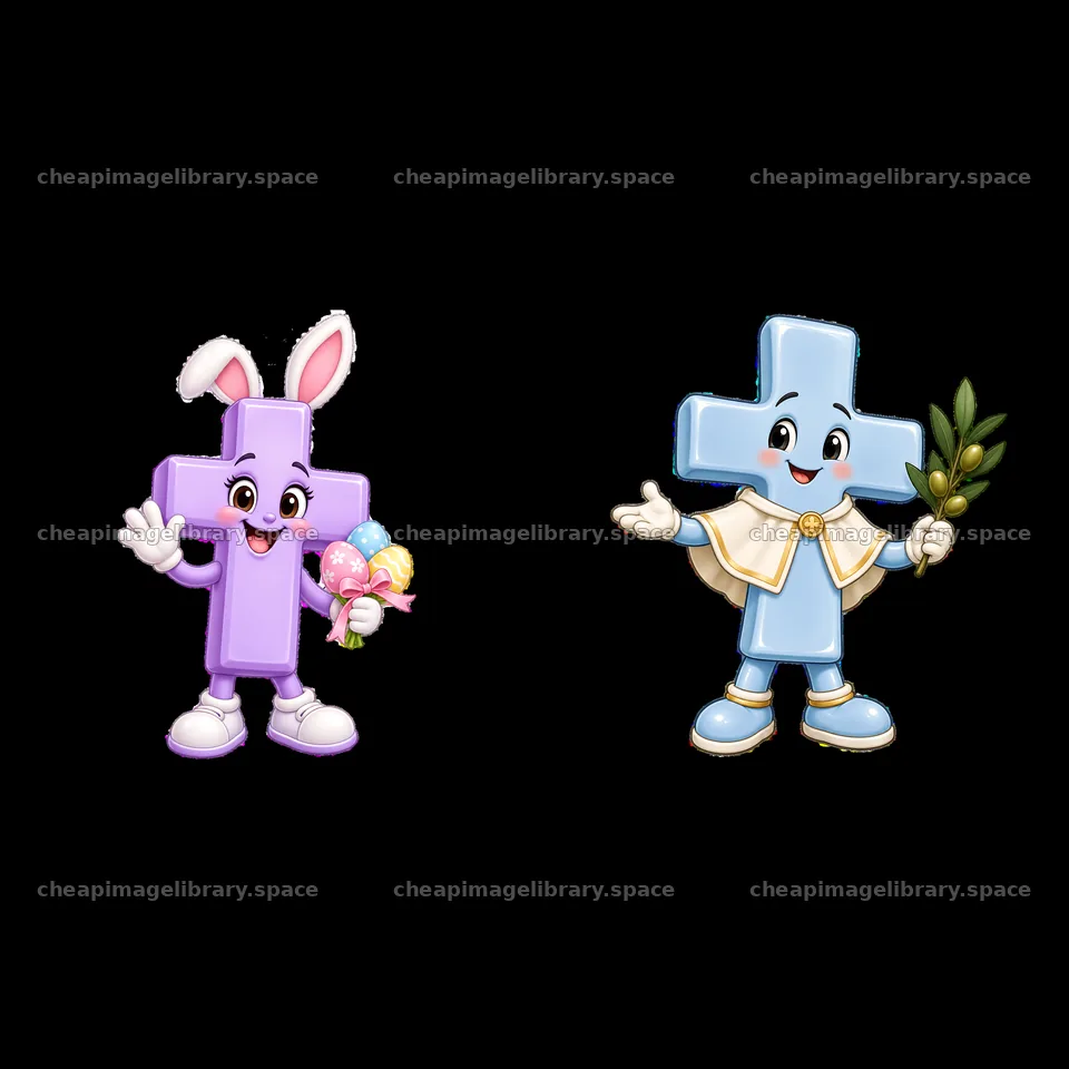 Easter cross characters with bunny and cross design – image library 7746x7746