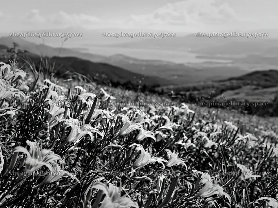 Kirigamine highland daylily meadow with orange flowers – image library 9174x6866