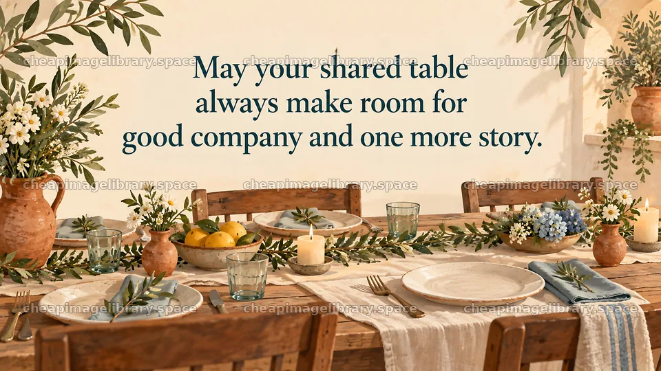 Wedding Greeting with a Shared Table Blessing – image library 10324x5812