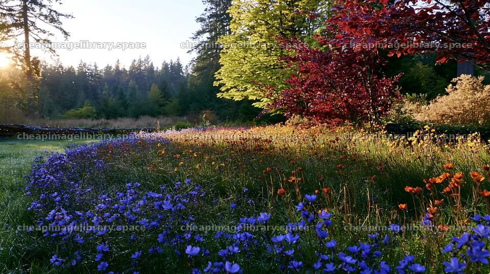 Expansive Christmas meadow with grasses and lights at dusk – image library 10608x5938