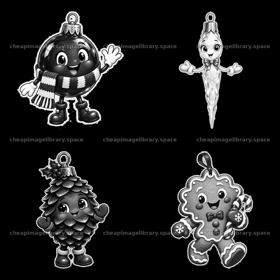 Christmas ornament stickers featuring playful characters – image library 7746x7746