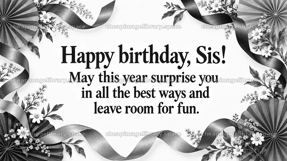 Monochrome Birthday Greeting Card for Sister – image library 10324x5812