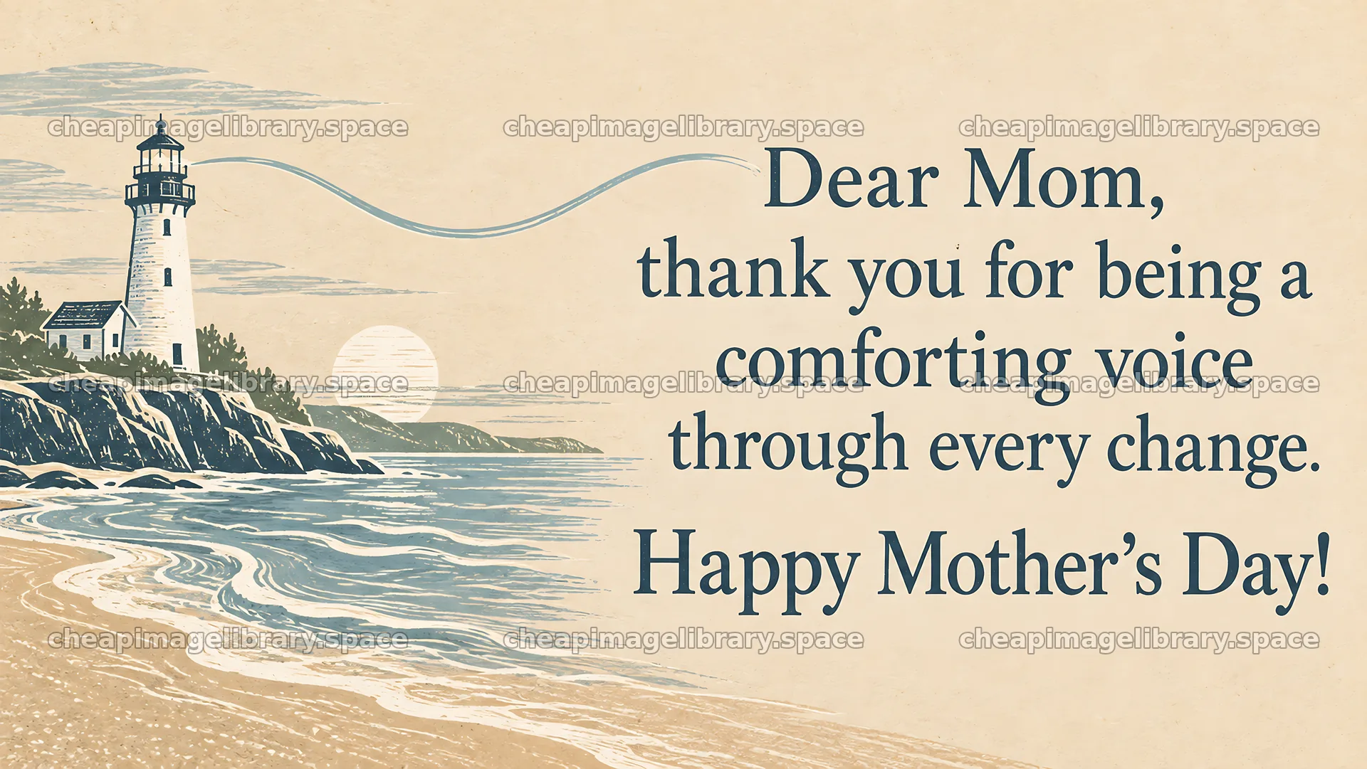 Mother's Day Greeting with Coastal Lighthouse – image library 10324x5812