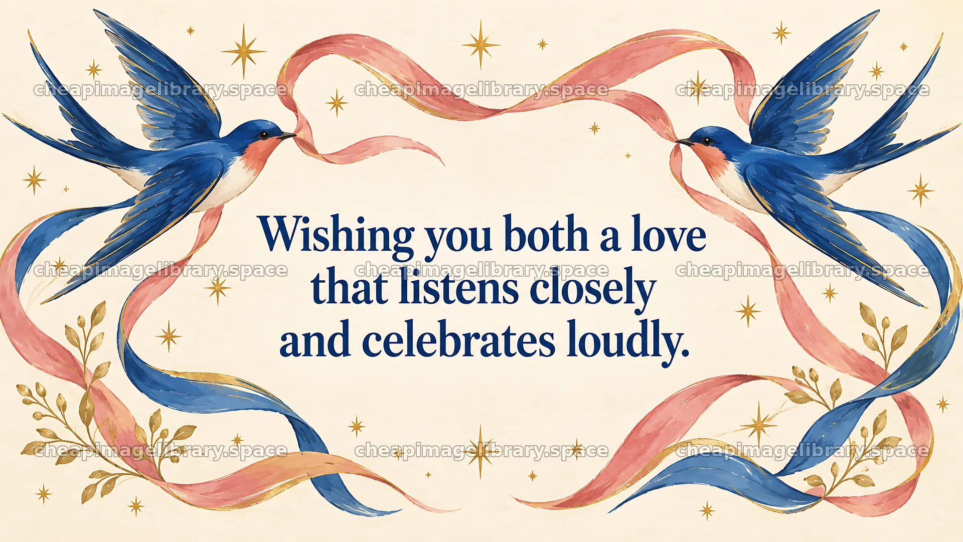 Wedding Wishes with Swallows and Ribbons – image library 10324x5812
