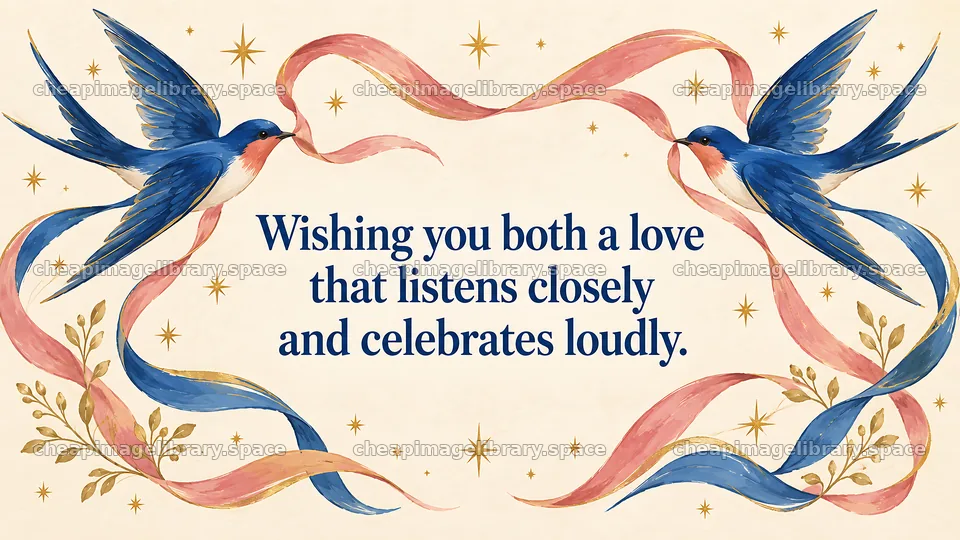 Wedding Wishes with Swallows and Ribbons – image library 10324x5812