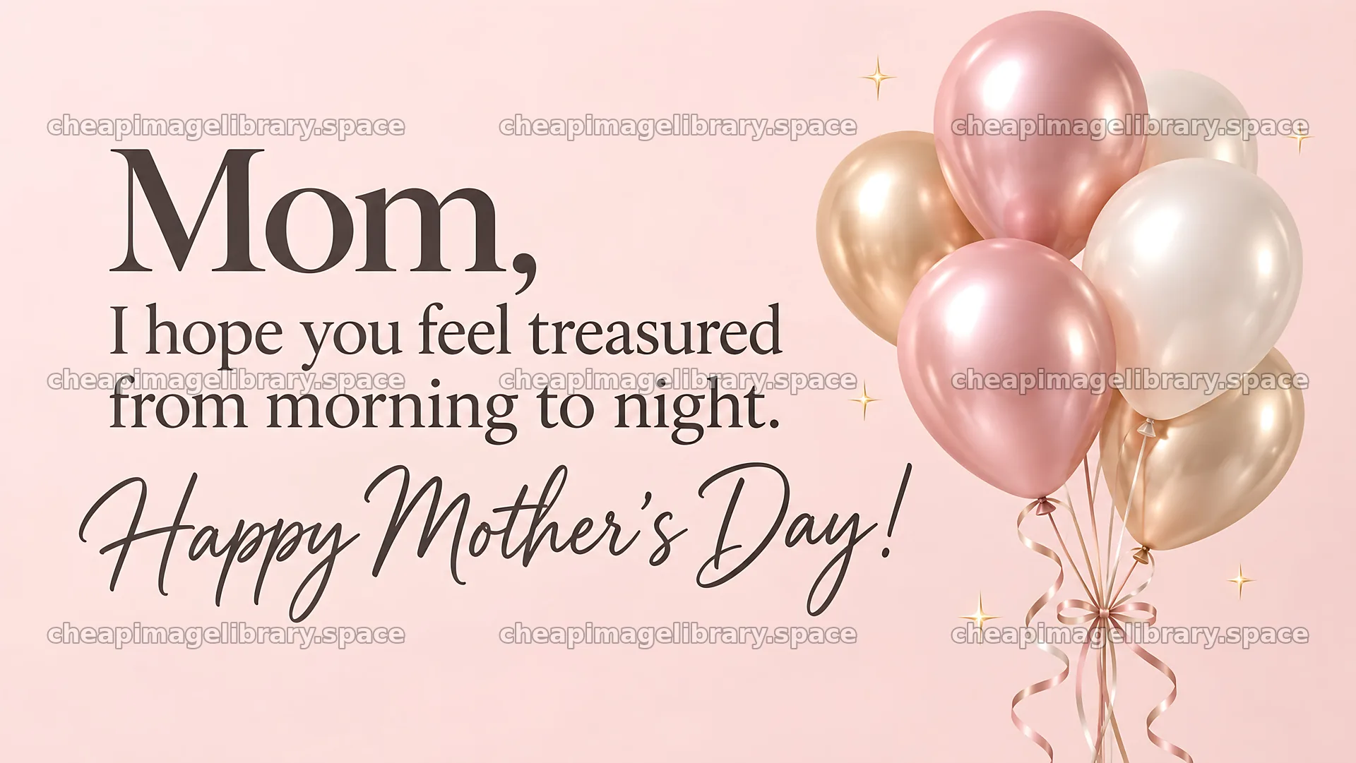 Mother's Day Greeting with Pastel Balloons – image library 10324x5812