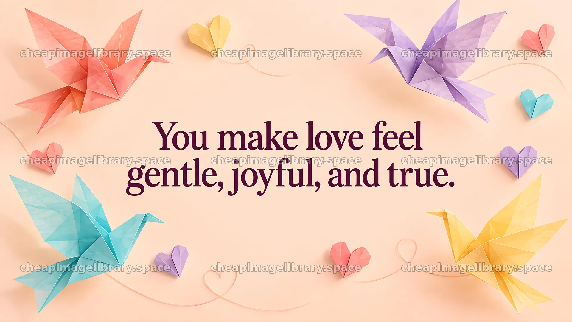 Origami Birds and Hearts Love Greeting – image library 10324x5812