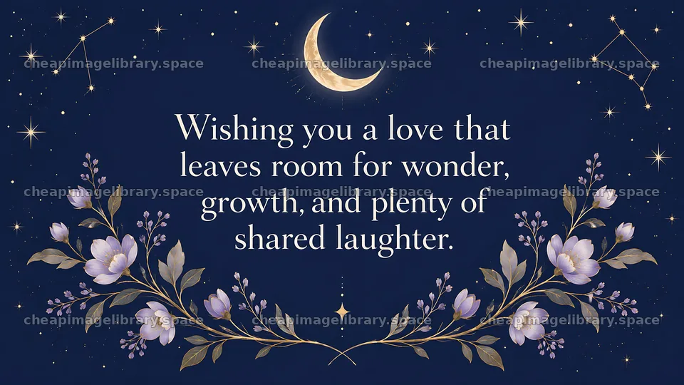 Starry Wedding Greeting with Floral Branches – image library 10324x5812