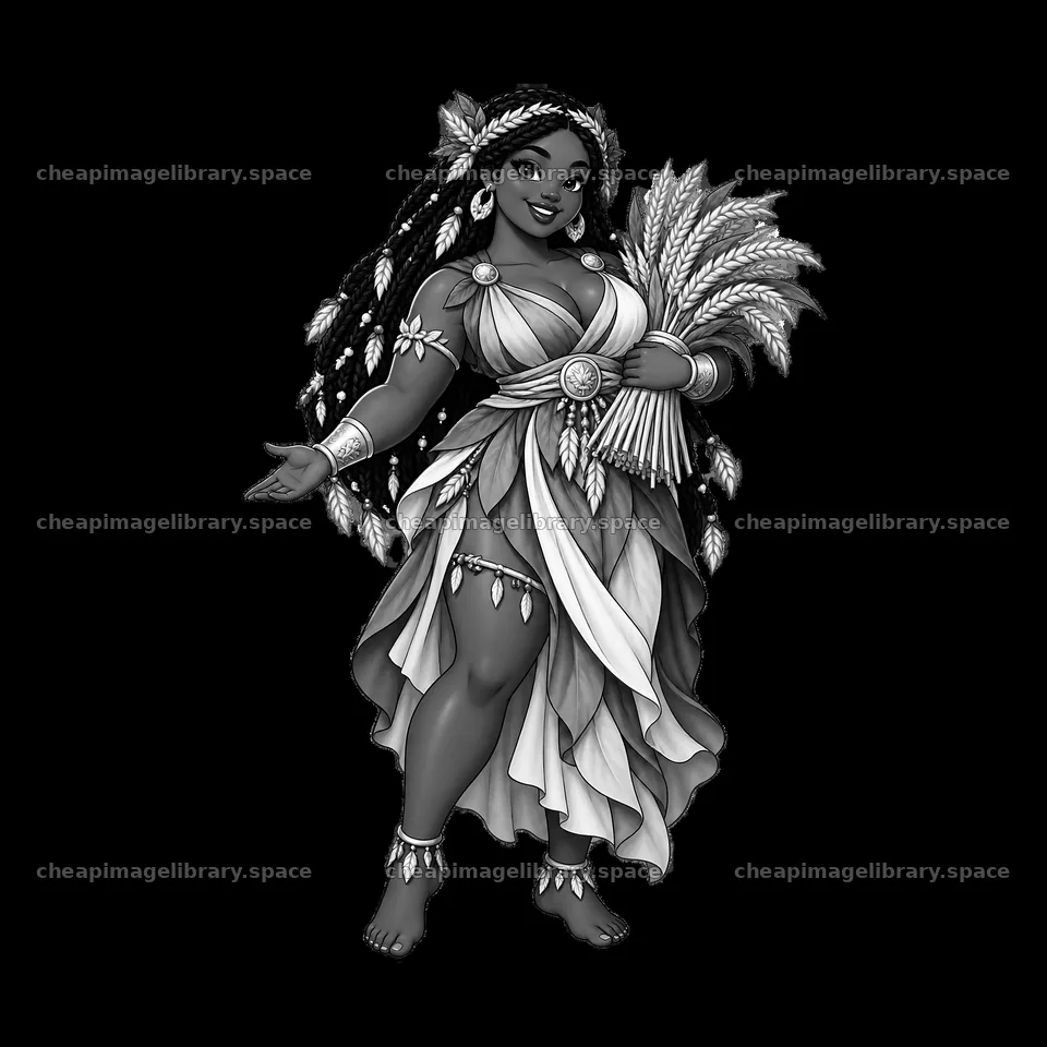 Pagan goddess figure holding wheat and welcoming – image library 7746x7746