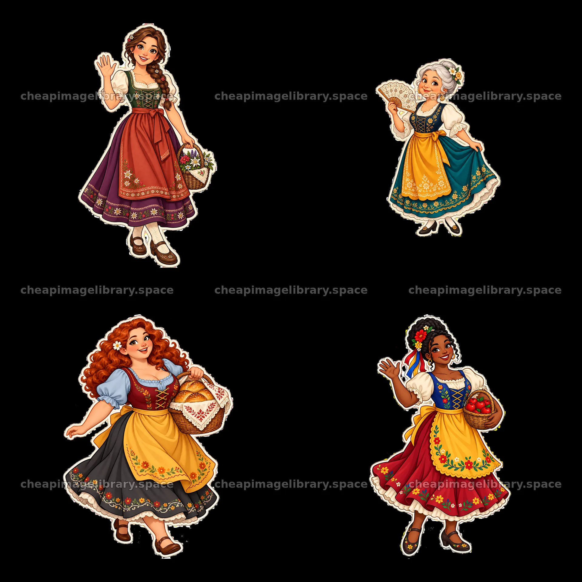 Women in traditional folk dress celebrating culture – image library 7746x7746
