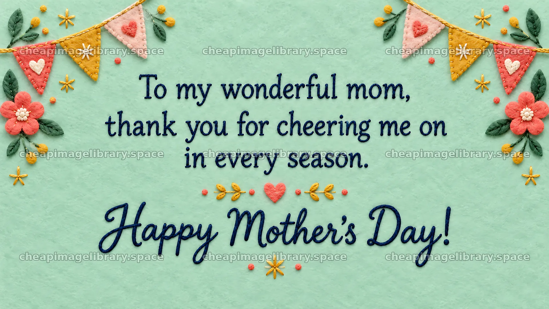 Handcrafted Mother's Day Greeting Card with Floral Border – image library 10324x5812