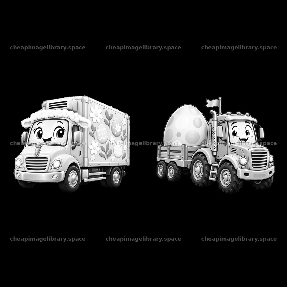Easter truck with decorated egg and playful delivery vehicle – image library 7746x7746