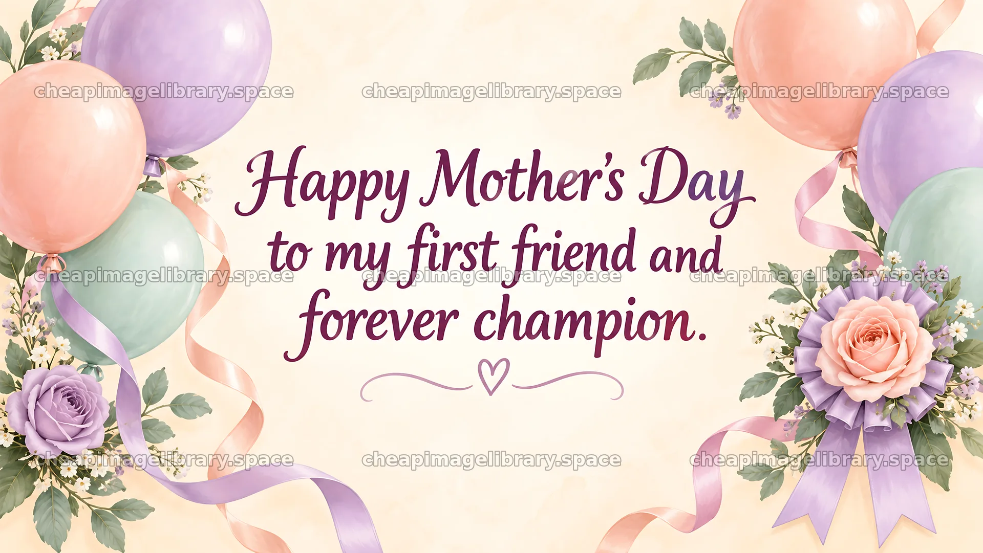 Happy Mother's Day Greeting with Balloons and Roses – image library 10324x5812