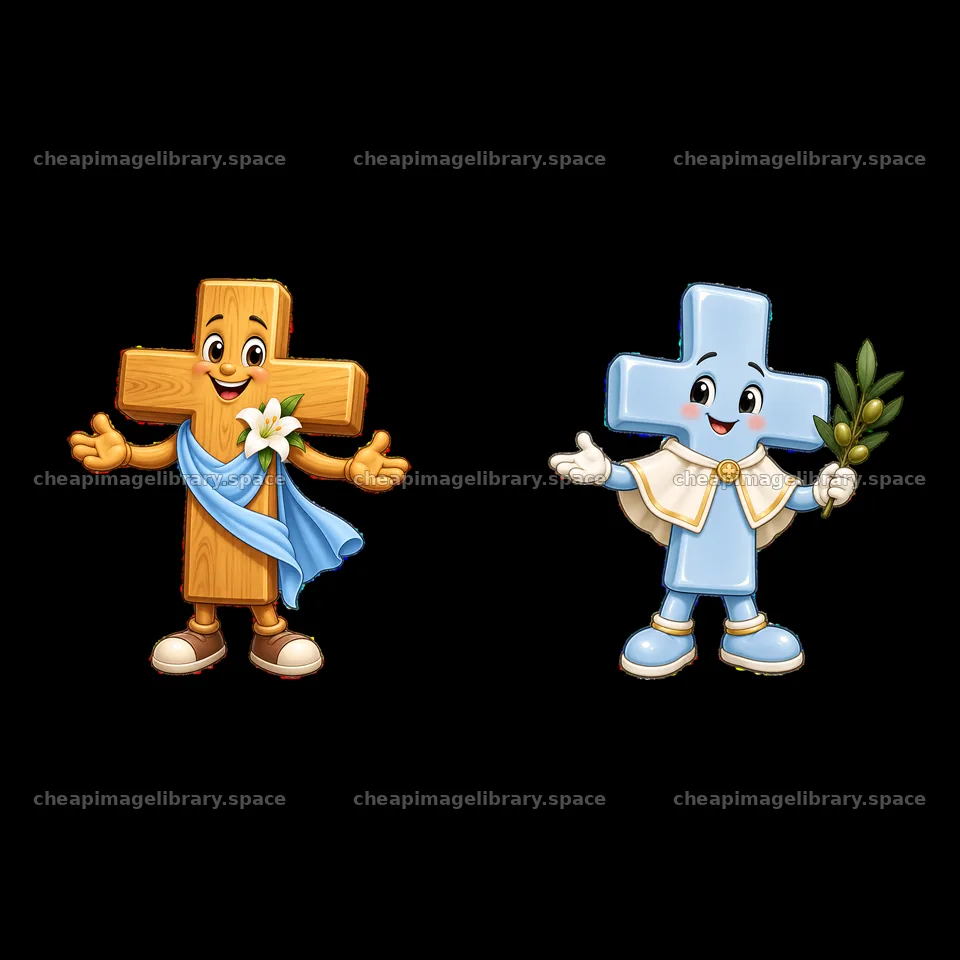 Colorful cartoon crosses for Easter celebration – image library 7746x7746