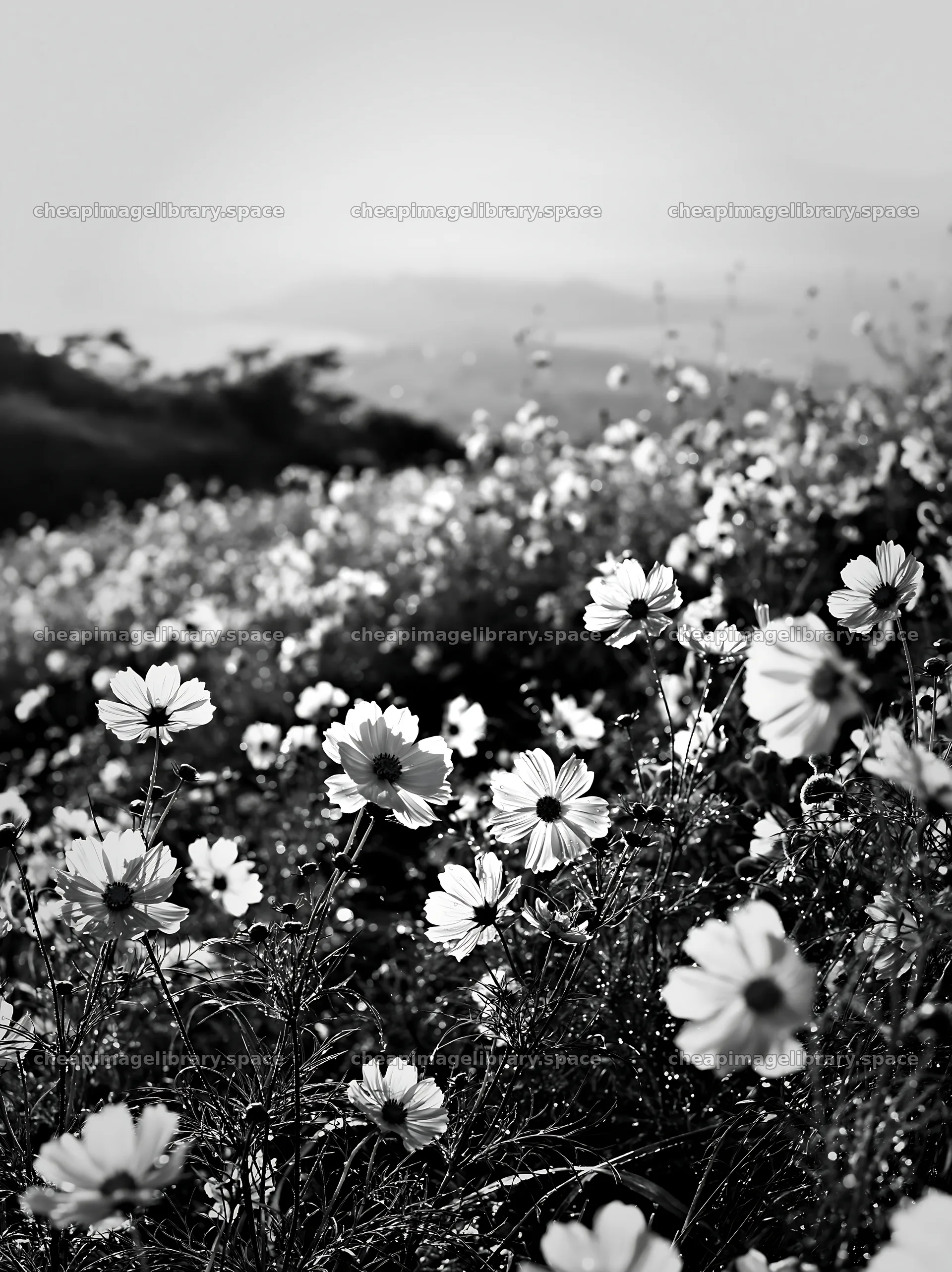 Shizuoka seasonal meadow after heavy rain with blooming flowers – image library 6866x9174