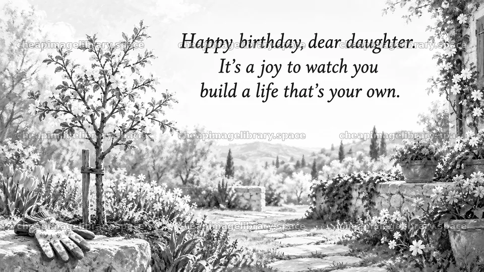 Monochrome Birthday Greeting for Daughter – image library 10324x5812