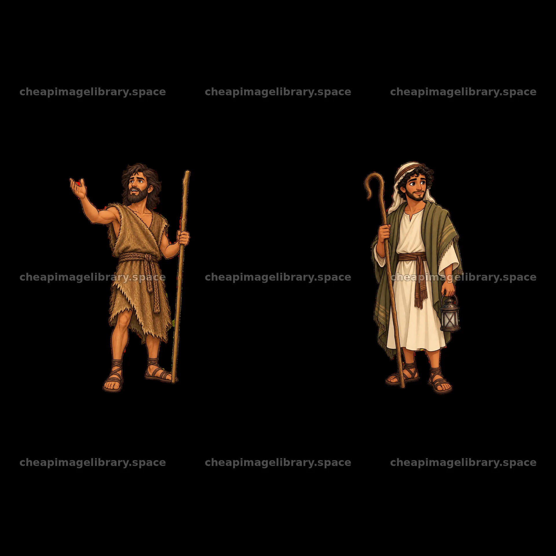 Jesus and John the Baptist cartoon sticker illustration – image library 7746x7746