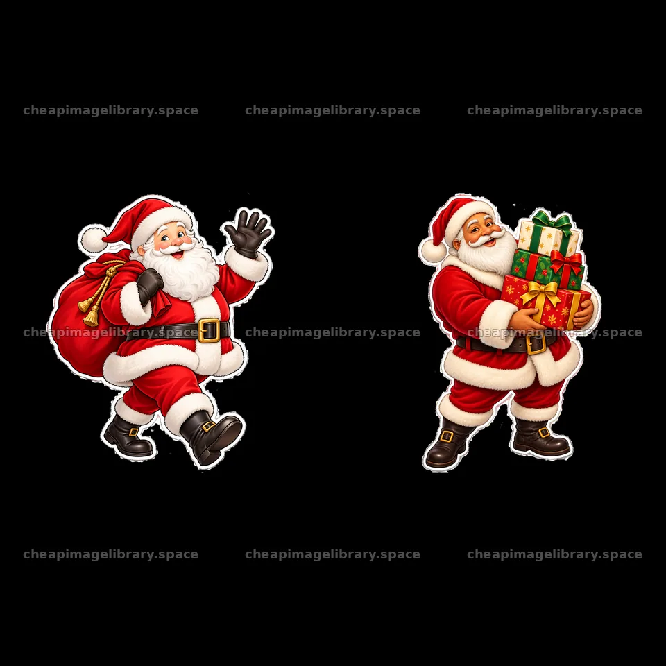 Santa Claus with sack and Santa Claus holding gifts – image library 7746x7746