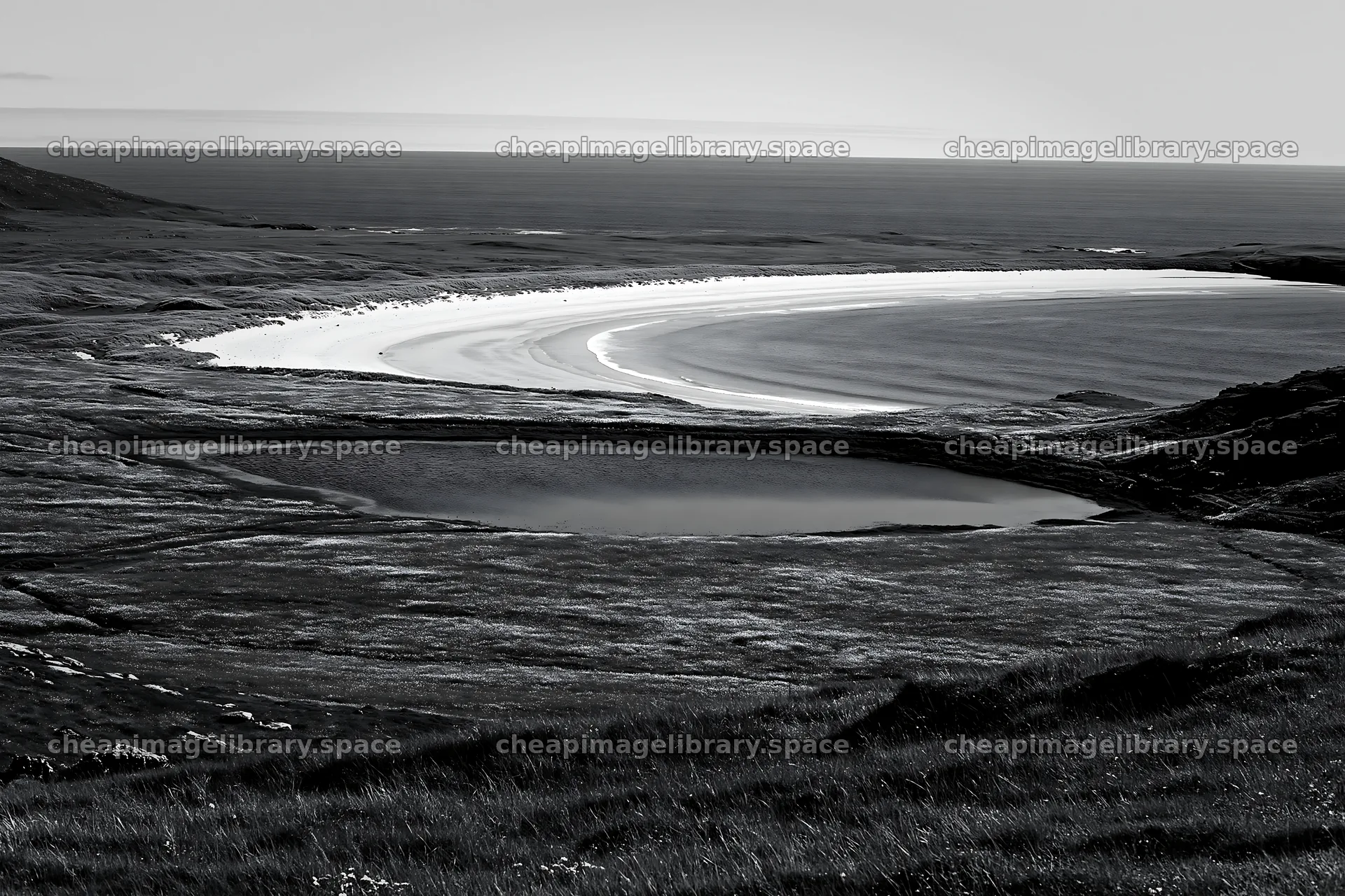Machair beach meadow with calm waters at low tide – image library 9722x6480