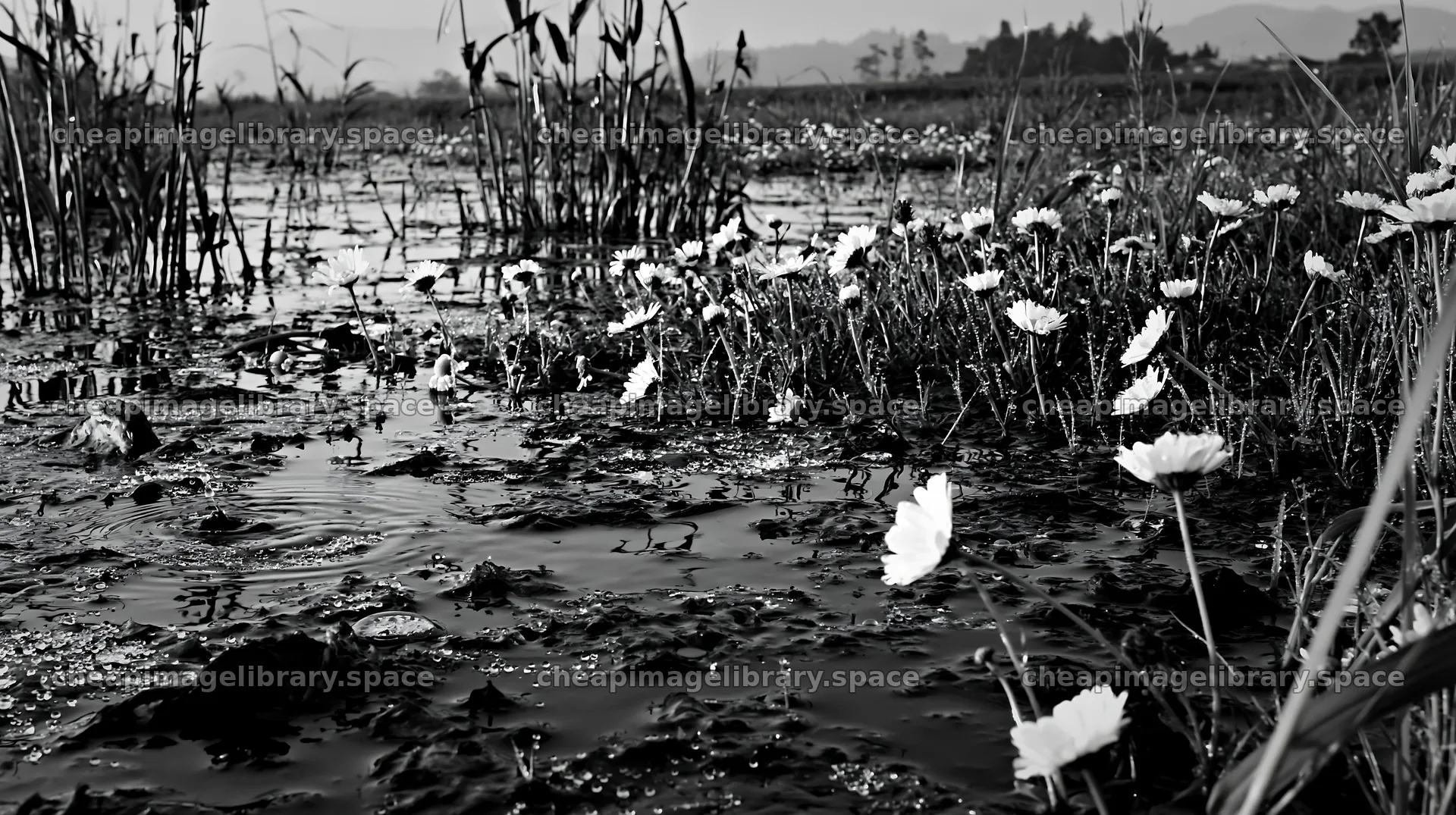 Niigata floodplain restoration meadow dew foreground – image library 10608x5938