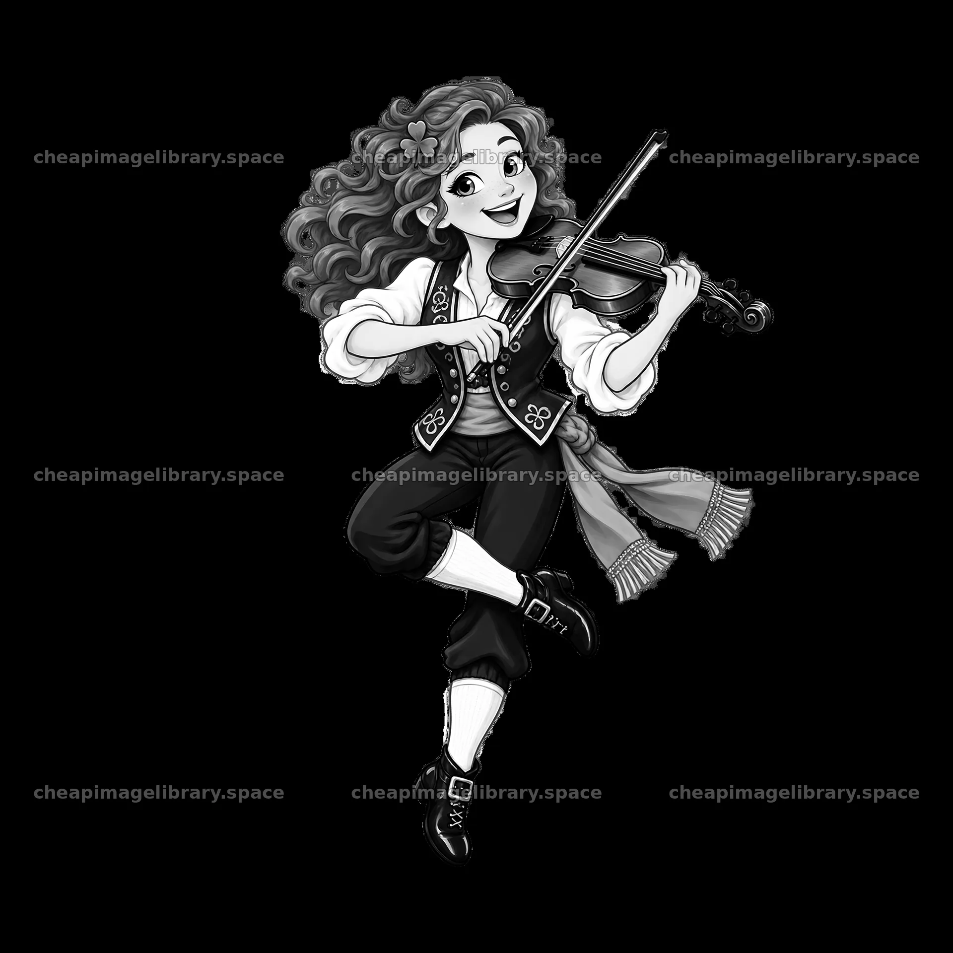 Girl playing violin during St. Patrick's Day celebration – image library 7746x7746