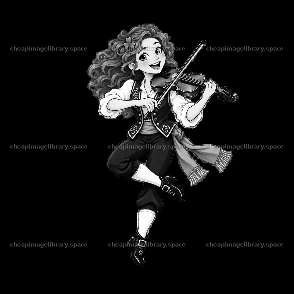Girl playing violin during St. Patrick's Day celebration – image library 7746x7746