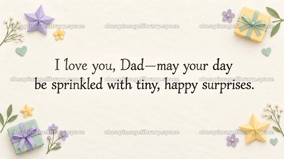 Love You, Dad Greeting with Gifts and Flowers – image library 10324x5812