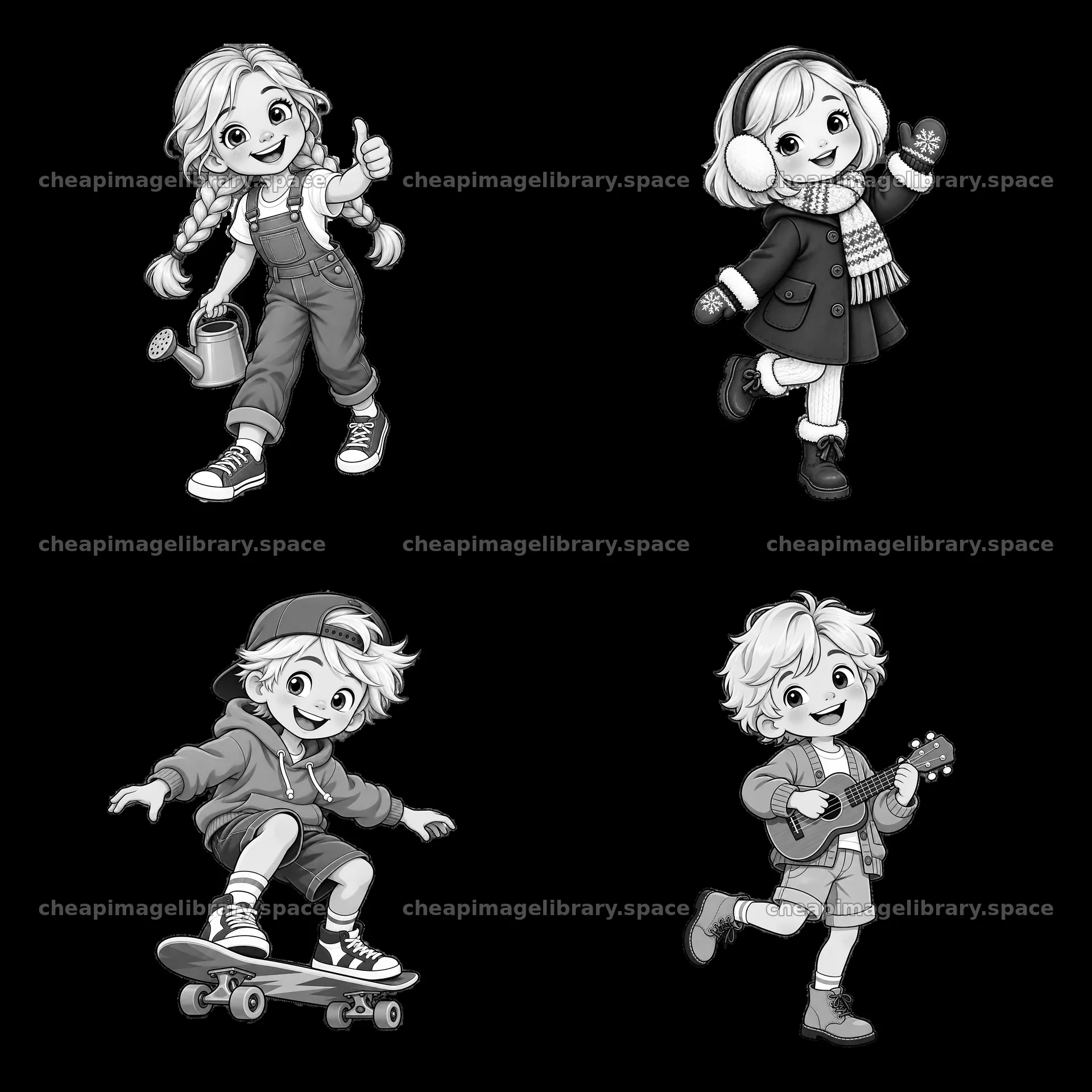 Two blond children are seen in various activities – image library 7746x7746