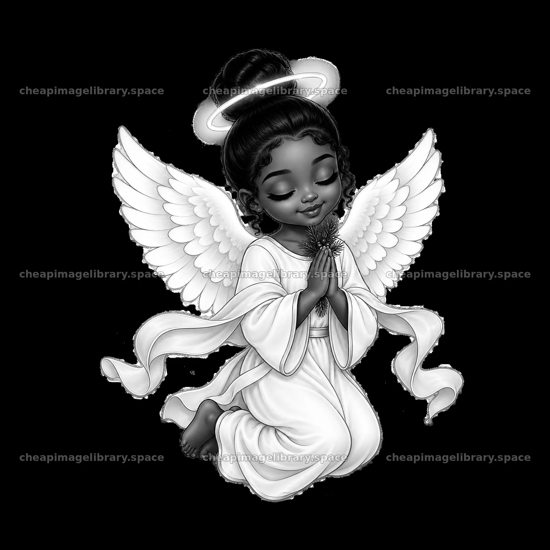 Christmas angel with hands in prayer and wings – image library 7746x7746