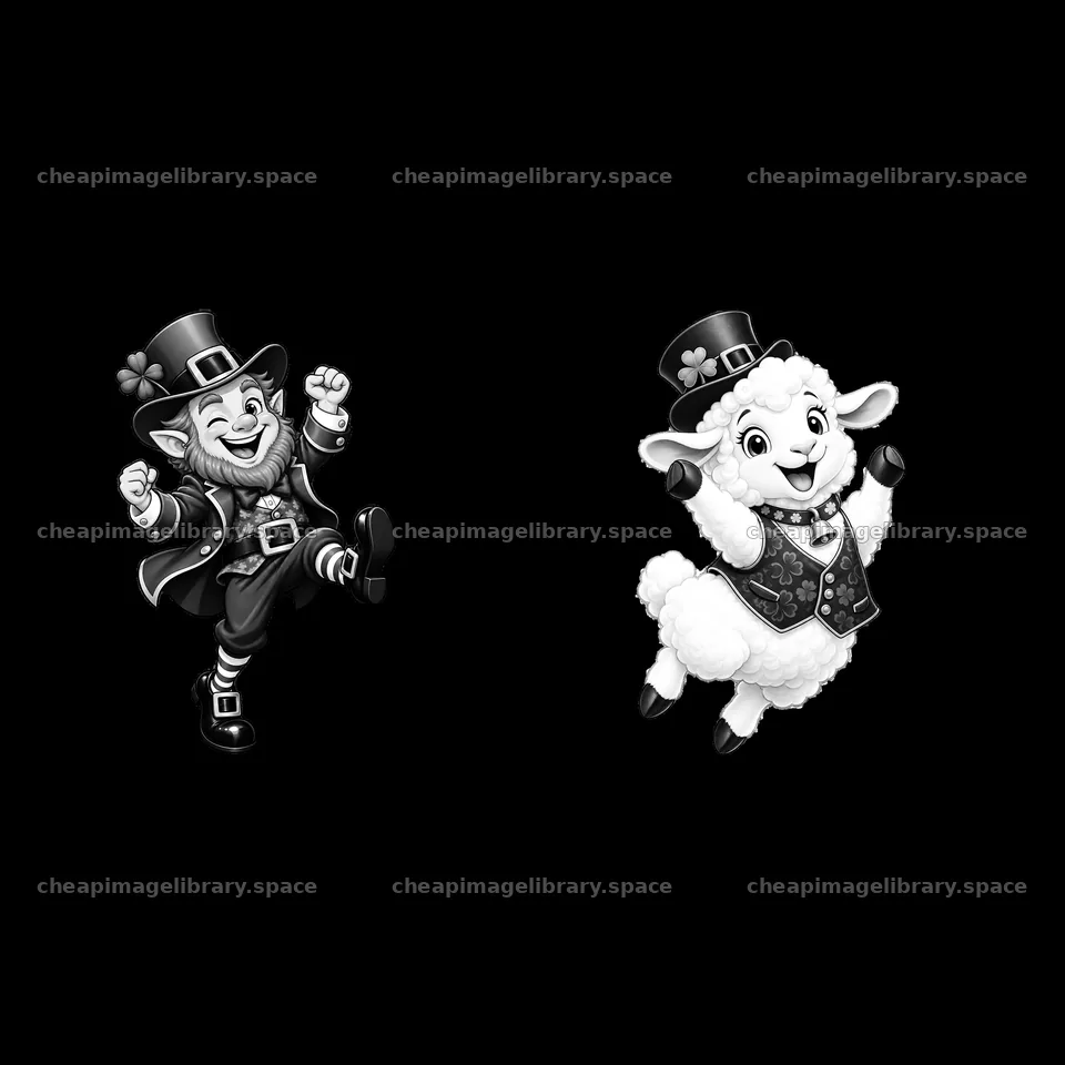 Leprechaun and sheep celebrating St. Patrick's Day – image library 7746x7746