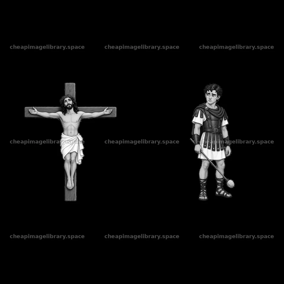 Jesus on the cross with a Roman soldier standing nearby – image library 7746x7746