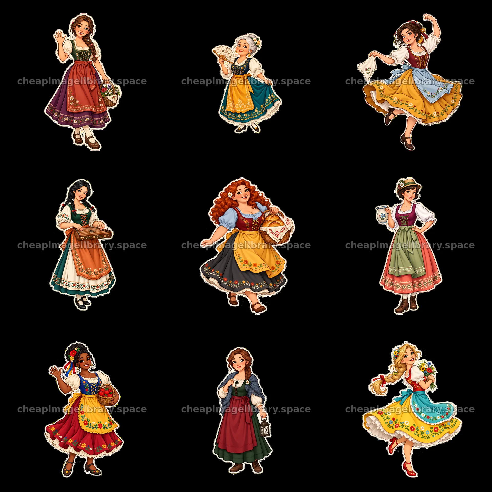 Folk women in traditional dress celebrating culture and heritage – image library 7746x7746