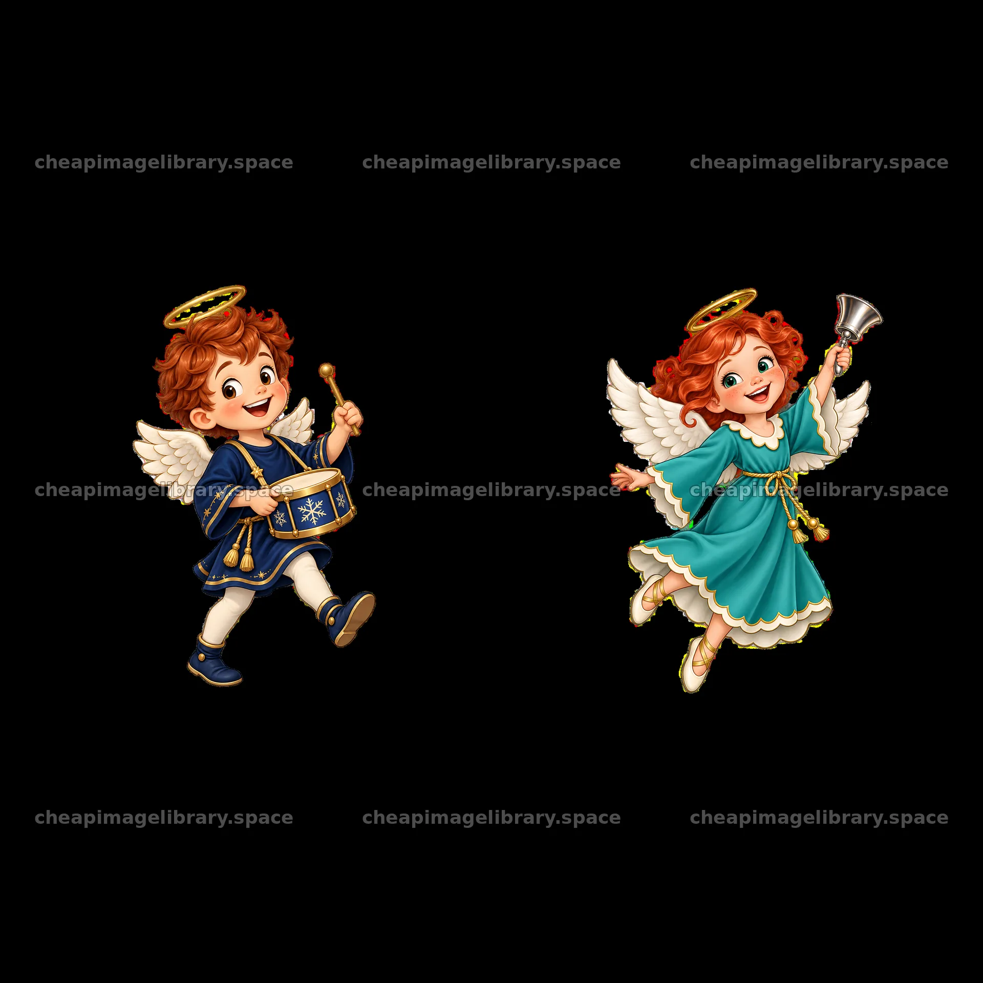 Christmas angel children holding musical instruments – image library 7746x7746