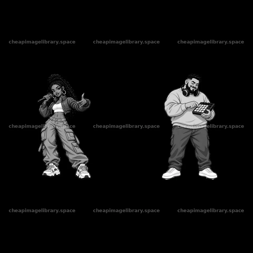 Hip-hop artist and producer performing in a studio setting – image library 7746x7746